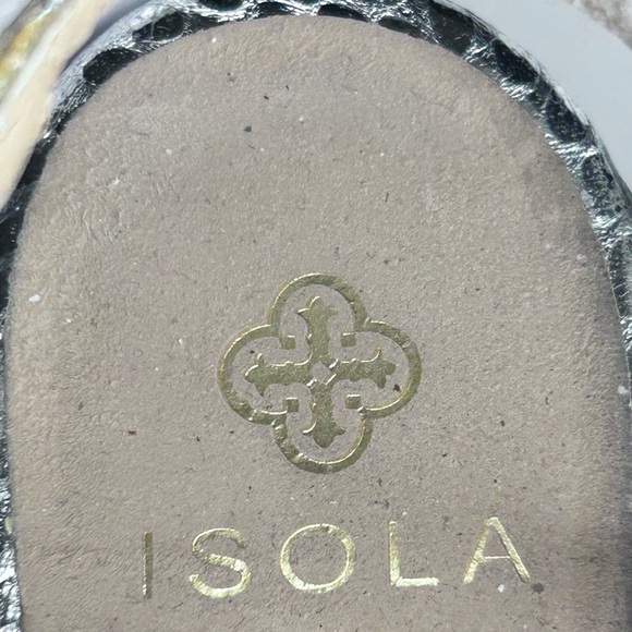 Isola‎ Fidelia Metallic Crocodile Silver 3” Wedge Strappy Heels Sandal Shoes 9 - Picture 12 of 17